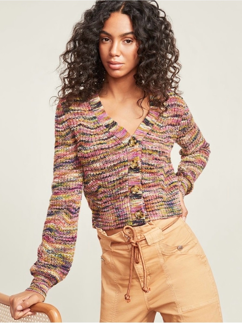 Veronica Beard Dolra Merino Wool Blend Space Dyed Cardigan